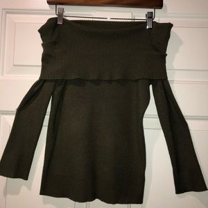 Dark Green Off-Shoulder Sweater